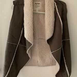 dylan faux suede and shearling vest brown and tan size petite small
